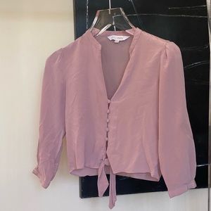 Intermix blush pink crop cropped button too